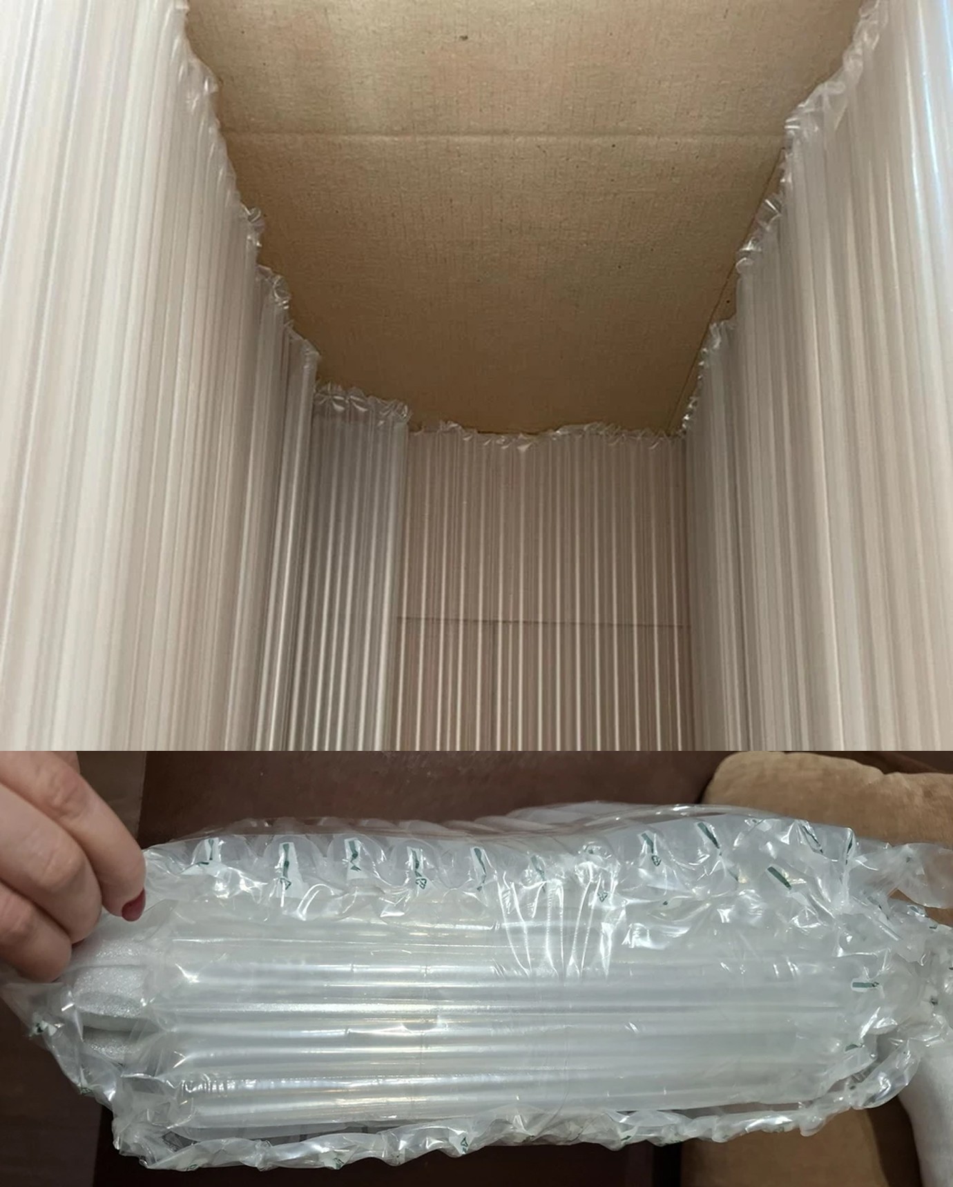 Варианты упаковки посылок СДЭК, надувная пленка с обратным клапаном